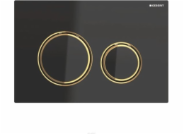 Geberit splachovací tlačítko Geberit Sigma21, přední, černé sklo, kroužky: mosaz [1]