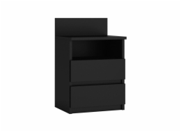 Topeshop M1 ČERNÁ MAT noční stolek 2 zásuvka/zásuvek Černá