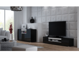 Příborník Cama VIVA 150 černá/černý lesk + bílá
