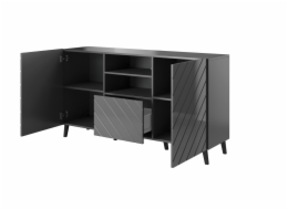 Komoda ABETO 150x42x82 grafit/lesk