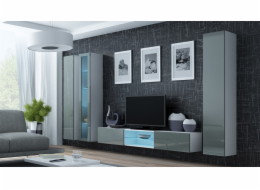 Cama Obývací skříň sestava VIGO 17 bílá/šedá lesk