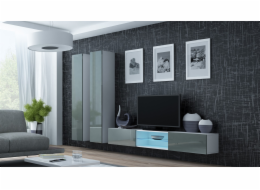 Cama Obývací skříň sestava VIGO 19 bílá/šedá lesk
