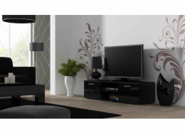 SOHO 7 set (skříň RTV140 + skříň S1 + police) Černá / Černý lesk