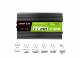 LCD převodník 24V 3000W/6000W Čistý sinus s displejem
