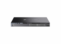 TP-Link Omada SG6428X V1 - Přepínač - L3 - řízený - 24 x 10/100/1000 + 4 x 10Gb Ethernet SFP+ (uplink / stohování) - proudění vzduchu zpředu dozadu - Lze montovat do rozvaděče