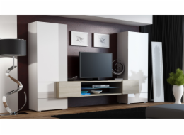 Cama Nástěnná skříň TORI 277/46/162 bílá/bílá/RTV dub sonoma