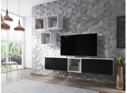 Cama obývací sestava nábytku ROCO 8 (2xRO3 + 4xRO6) bílá/bílá/černá