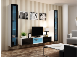 Cama Obývací skříň sestava VIGO 20 bílá/černý lesk