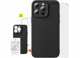 Pouzdro Baseus ze syntetických vláken pro iPhone 15 Pro + tvrzené sklo