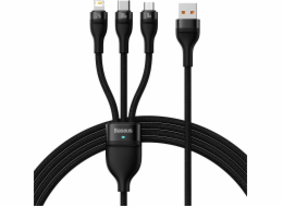 USB kabel 3v1 Baseus Flash Series, USB-C + micro USB + Lightning, 100W, 1,2 m (černý)