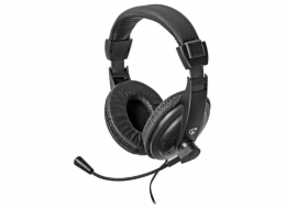 NEDIS headset CHST210BK/ drátová sluchátka + mikrofon/ 1x 3.5 mm jack/ 2x 3.5 mm jack/ kabel 1,8 m/ černý
