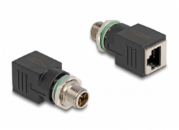Delock M12 adaptér, ze čtyřpinové X-kódované zástrčky na konektor RJ45 přímý