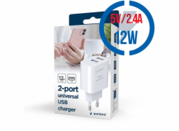 GEMBIRD TA-UC-2A12-01, Nabíjačka, 2x USB-A, 12W, b