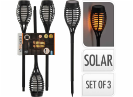 Lampa solární zahradní pochodeň s efektem plamene sada 3 ks KO-CX2100520