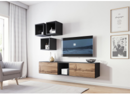 Cama obývací sestava nábytku ROCO 8 (2xRO3 + 4xRO6) antracit/dub wotan