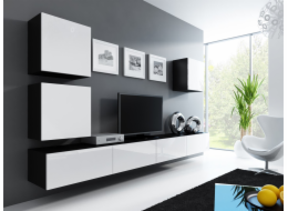 Cama Obývací skříň sestava VIGO 22 černo/bílý lesk