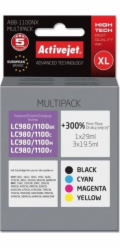 Activejet Ink ABB-1100NX (náhradní inkoust Brother LC1100/980; Supreme; 1 x 29 ml, 3 x 19,5 ml; černý, červený, modrý, žlutý)