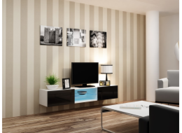Cama TV stolek VIGO GLASS 30/180/40 bílá/černý lesk