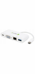 TECHLY 102093 USB-C 3.1 multiport adapter -> VGA/Gigabit RJ45/USB-A/USB-C PD white