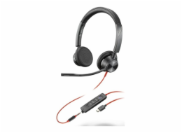 Stereo sluchátka HP Poly Blackwire 3325M USB-C + 3,5 mm jack + adaptér USB-C/A