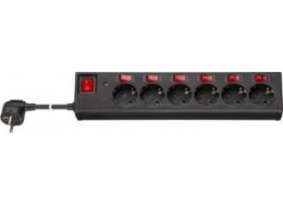 Steckdosenleiste 6-fach, mit Schaltern