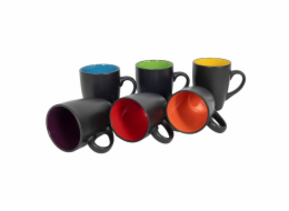 Sada hrnků 6 ks černá s barevným vnitřkem 340 ml HT-24304414