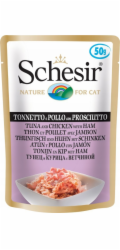 SCHESIR in jelly Tuna and chicken with ham - mokré krmivo pro kočky - 50 g