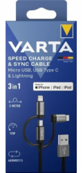 Varta Speed Charge & Sync Cable 3in1 USB-A auf Light./Mic./USB-C