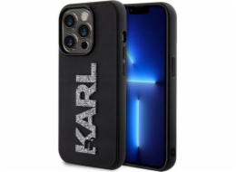 Karl Lagerfeld 3D Rubber Glitter Logo Karl Zadní Kryt pro iPhone 15 Pro Max Black