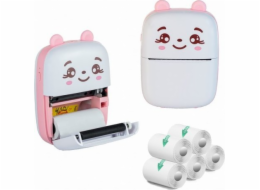 Extralink Kit | Termotiskárna EPP-001 Pink + Samolepící termopapír 5 rolí |