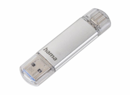 Flashdisk Hama Flash Pen Laeta, USB-C/USB-A 3.1 , 128 GB, 40 MB/s, stříbrný