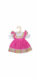 Bigjigs Toys Růžové šaty s pruhovaným lemováním pro panenku 34 cm