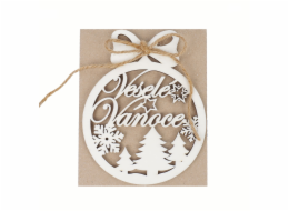 Kúzlo dreva Vánoční dekorace Veselé Vánoce 10 cm