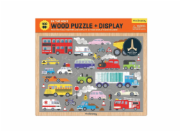Mudpuppy Dřevěné puzzle Dopravní prostředky + stojánek 100 dílků