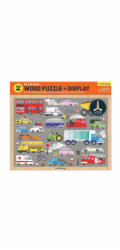 Mudpuppy Dřevěné puzzle Dopravní prostředky + stojánek 100 dílků