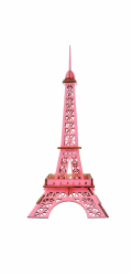 Woodcraft Dřevěné 3D puzzle Eiffelova věž růžová
