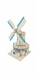 Woodcraft Dřevěné 3D puzzle Holandský větrný mlýn modrý