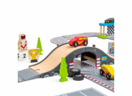 Bigjigs Rail Dřevěná autodráha závodní den
