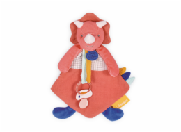 Doudou Dárková sada - Hračka s úchytem na dudlík dinosaurus růžový 23 cm