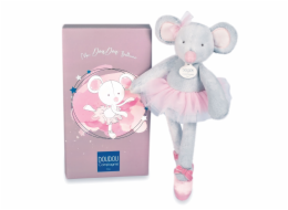 Doudou Dárková sada - Plyšová hračka myška šedá balerína 30 cm