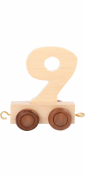 Vagónek dřevěné vláčkodráhy - přírodní číslice - číslo 9