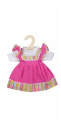 Bigjigs Toys Růžové šaty s pruhovaným lemováním pro panenku 38 cm