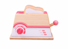 Bigjigs Toys Dřevěný toaster růžový