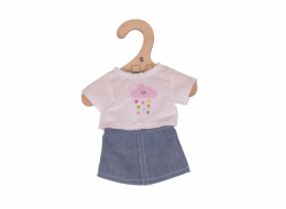 Bigjigs Toys Bílé tričko s riflovou sukní pro panenku 28cm