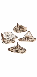 Ugears 3D dřevěné mechanické puzzle 4 mechanické přívěšky Plavidla