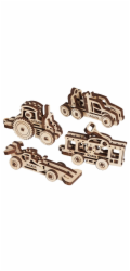 Ugears 3D dřevěné mechanické puzzle 4 mechanické přívěšky Vozidla