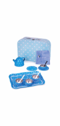 Bigjigs Toys Modrý puntíkovaný čajový set