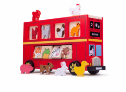 Bigjigs Toys Dřevěný autobus se zvířátky