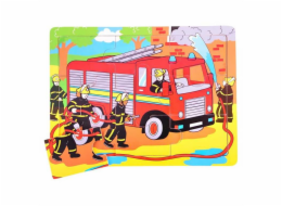 Bigjigs Toys Dřevěné puzzle hasiči 9 dílků