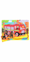 Bigjigs Toys Dřevěné puzzle hasiči 9 dílků